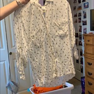 Paris themed button down blouse